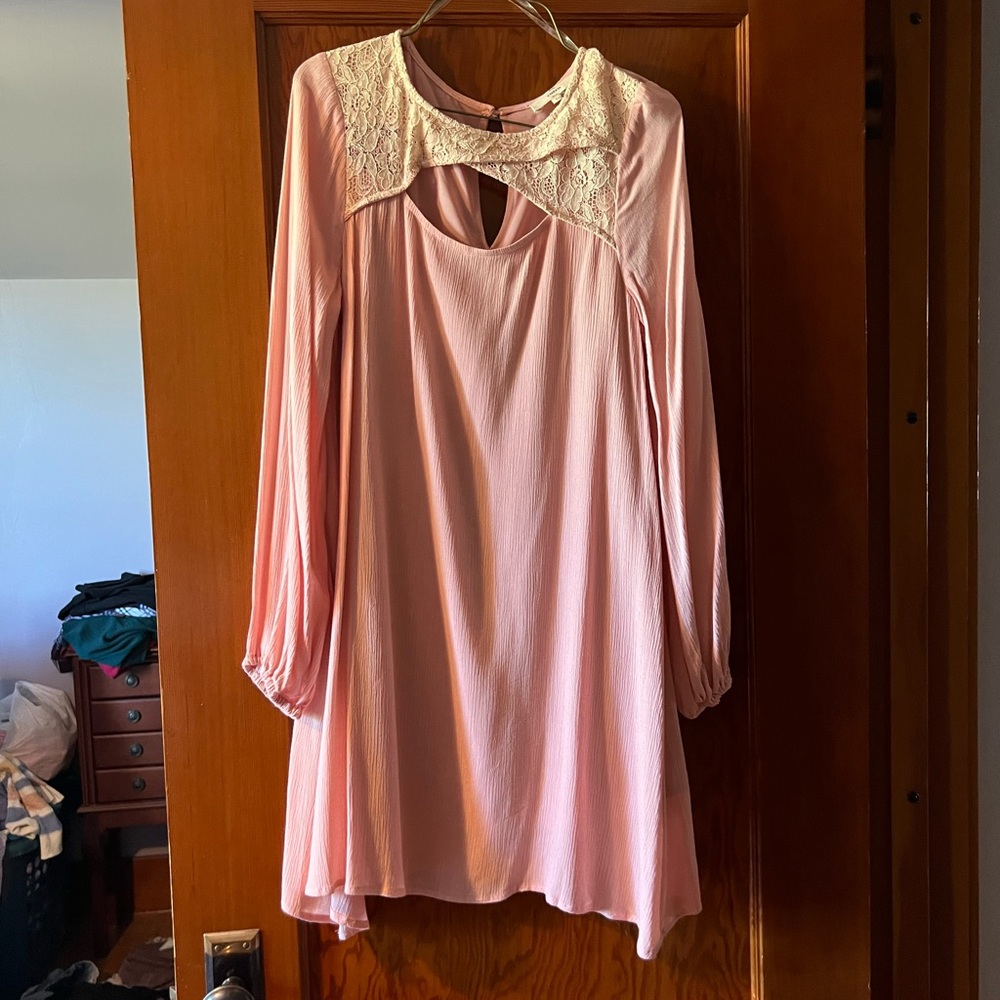 Entro Blush Lace Long Sleeve Top